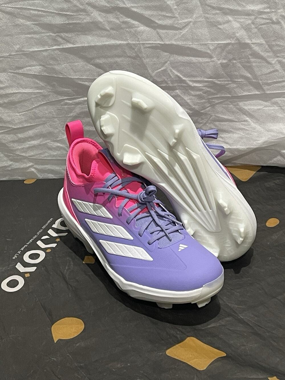 New Men’s 10.5 Adidas Adizero TPU Candy Pink White Purple Baseball Cleats JR7828